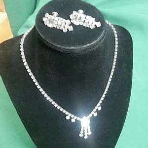 Vintage rhinestone necklace and earings set.